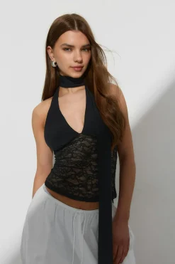 Gina Tricot carf haterneck top Svart Best