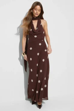 Gina Tricot Scarf maxi dress Beige Outlet