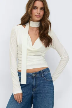 Gina Tricot carf top Hvit Clearance