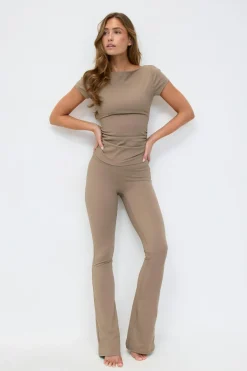 Gina Tricot cooped back yoga top Brun Clearance