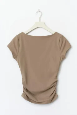 Gina Tricot cooped back yoga top Brun Clearance