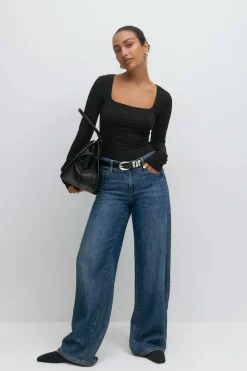 Gina Tricot coop neck top Svart Hot