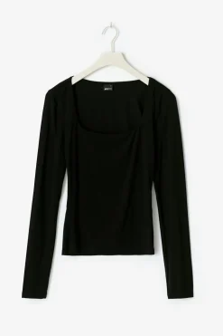 Gina Tricot coop neck top Svart Hot