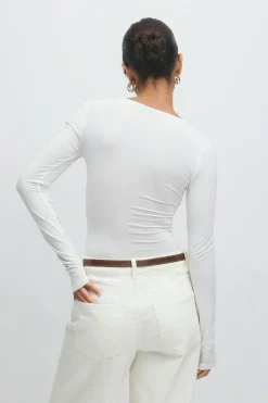 Gina Tricot coop neck top Hvit Discount