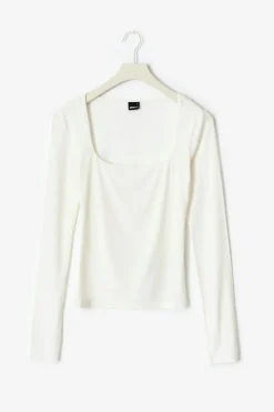 Gina Tricot coop neck top Hvit Discount