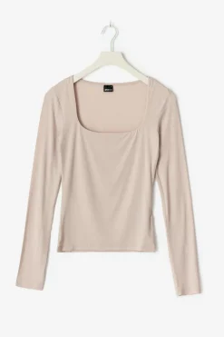 Gina Tricot coop neck top Beige Online