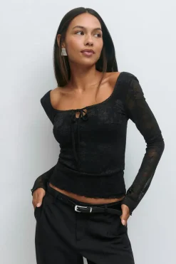 Gina Tricot coop neck top Svart Best
