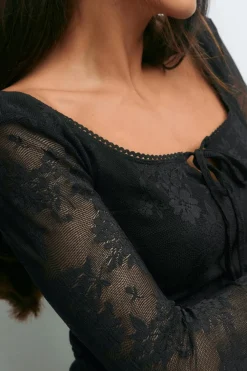 Gina Tricot coop neck top Svart Best