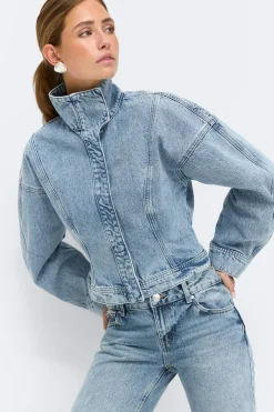 Gina Tricot Sculpted denim jacket Blå Online