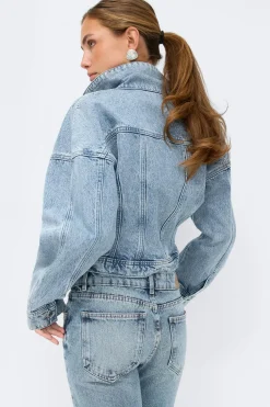 Gina Tricot Sculpted denim jacket Blå Online