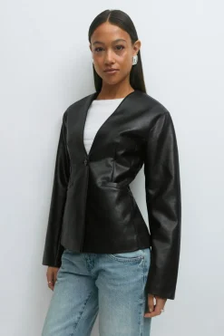 Gina Tricot cupted pu bazer Svart Outlet