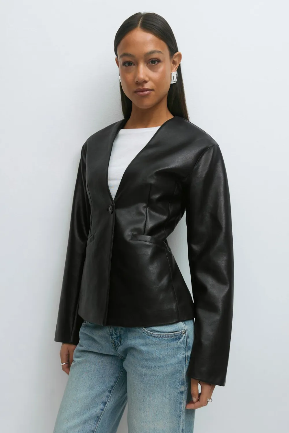 Gina Tricot cupted pu bazer Svart Outlet