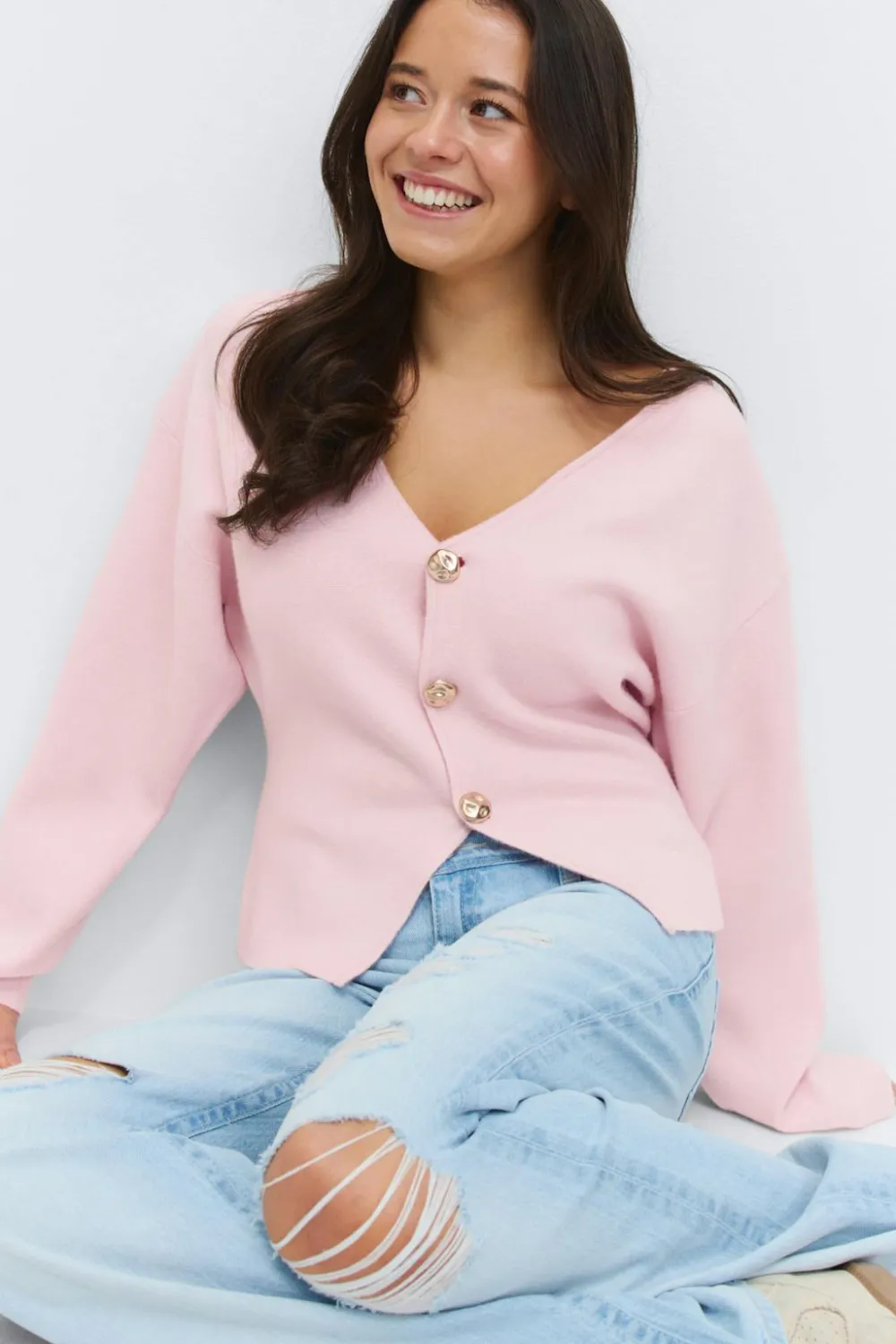 Gina Tricot 14+ cupture knitted top Rosa Online