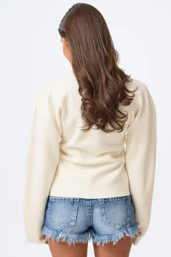 Gina Tricot 14+ cupture knitted top Hvit Clearance