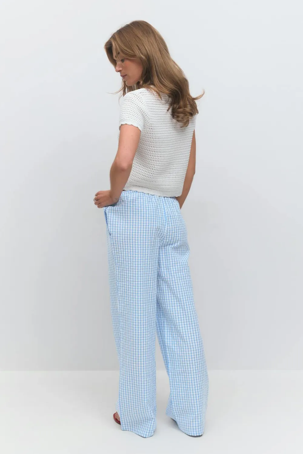 Gina Tricot eerucker gingha trouer Blå New