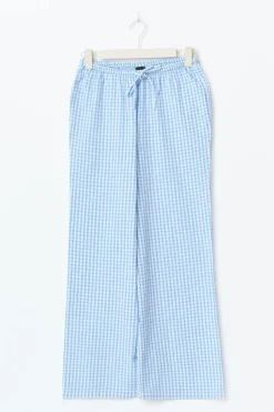 Gina Tricot eerucker gingha trouer Blå New