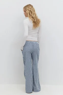 Gina Tricot eerucker gingha trouer Blå Sale