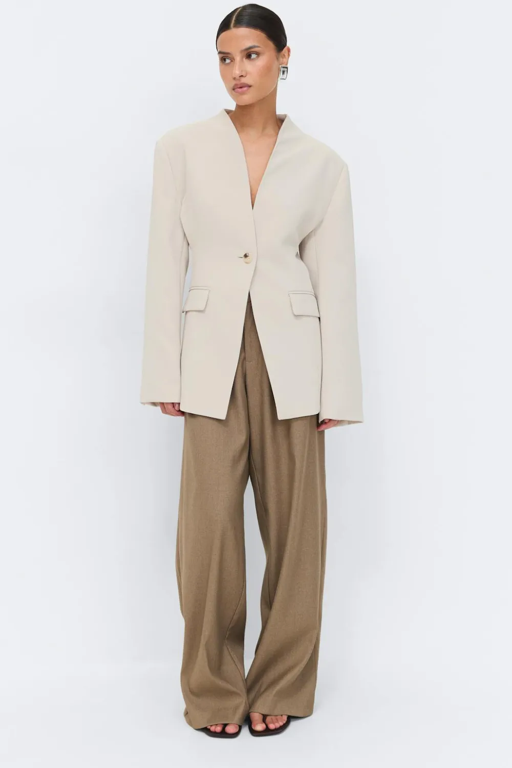 Gina Tricot Shaped blazer Beige Sale