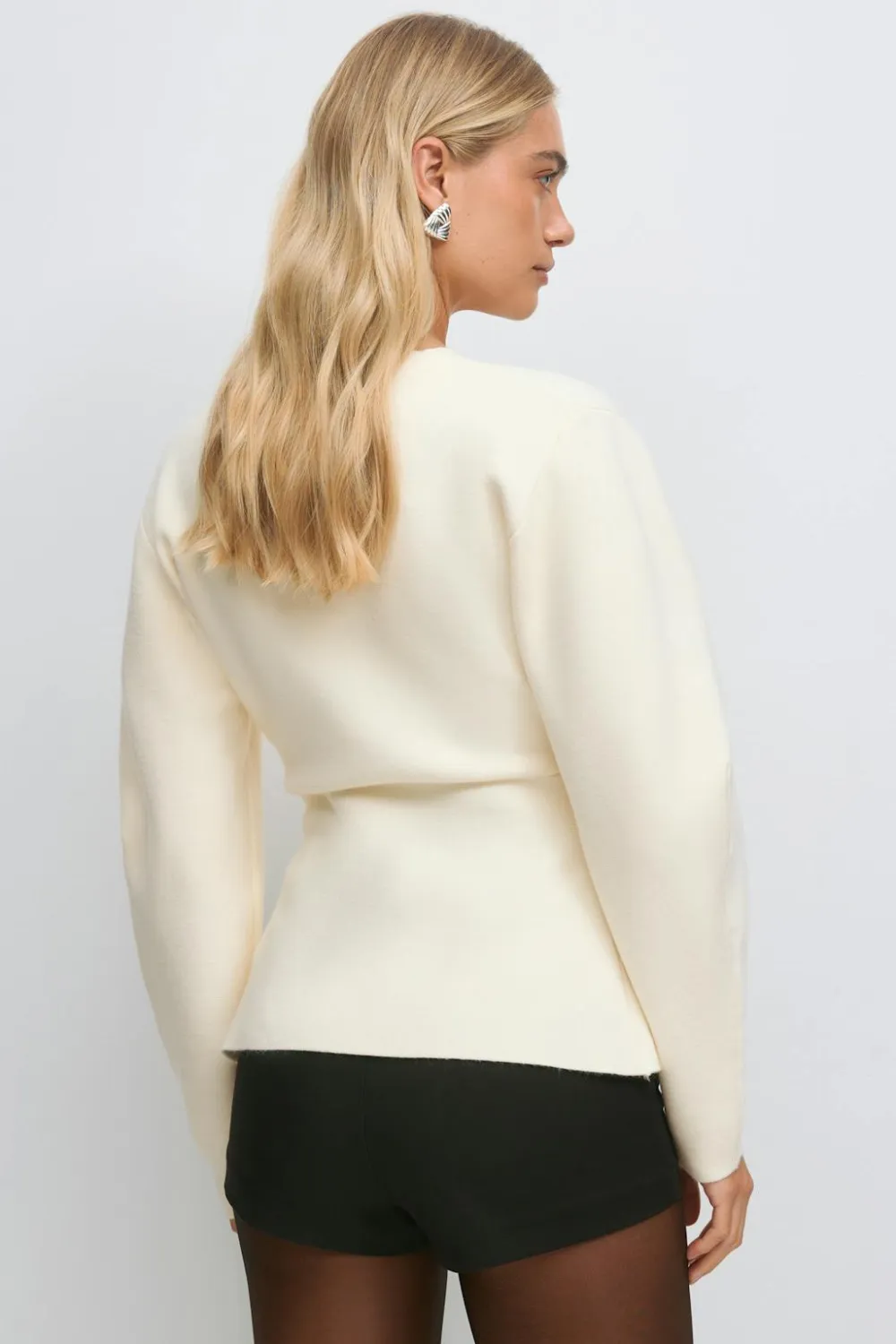 Gina Tricot haped knitted cardigan Hvit Clearance