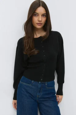 Gina Tricot haped knitted cardigan Svart Outlet