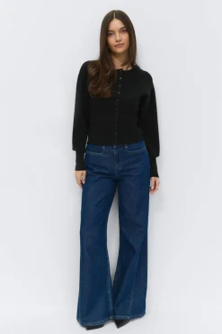 Gina Tricot haped knitted cardigan Svart Outlet