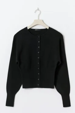 Gina Tricot haped knitted cardigan Svart Outlet