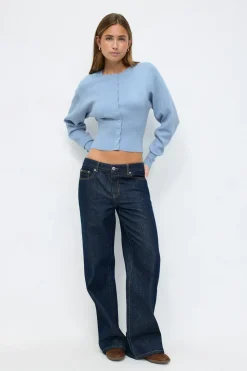 Gina Tricot haped knitted cardigan Blå Hot