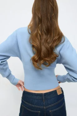 Gina Tricot haped knitted cardigan Blå Hot