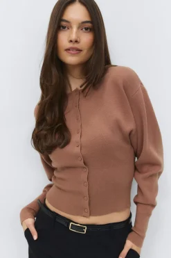 Gina Tricot haped knitted cardigan Beige Clearance