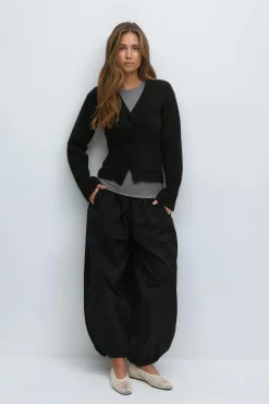 Gina Tricot haped knitted cardigan Svart Clearance