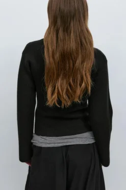 Gina Tricot haped knitted cardigan Svart Clearance