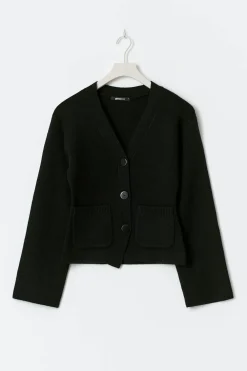Gina Tricot haped knitted cardigan Svart Clearance