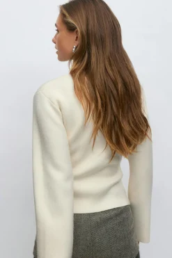 Gina Tricot haped knitted cardigan Hvit Outlet