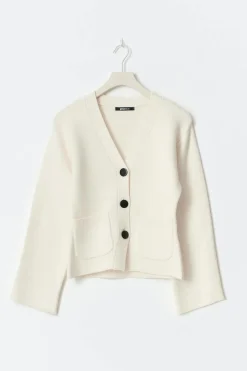 Gina Tricot haped knitted cardigan Hvit Outlet