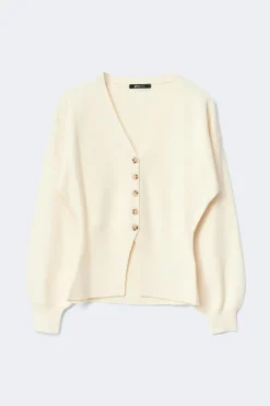 Gina Tricot haped knitted cardigan Hvit Sale