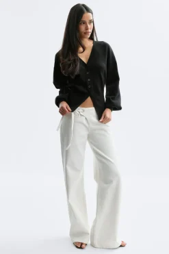 Gina Tricot haped knitted cardigan Svart Sale