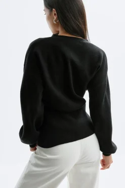 Gina Tricot haped knitted cardigan Svart Sale