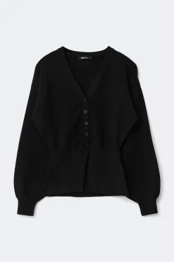 Gina Tricot haped knitted cardigan Svart Sale