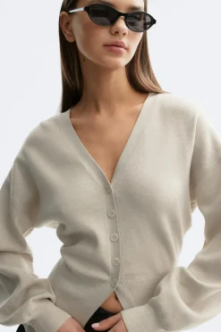 Gina Tricot haped knitted cardigan Beige Sale