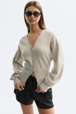 Gina Tricot haped knitted cardigan Beige Sale