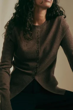 Gina Tricot haped knitted woo cardigan Brun Clearance