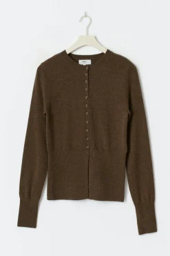 Gina Tricot haped knitted woo cardigan Brun Clearance