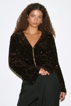 Gina Tricot haped equin top Brun Sale