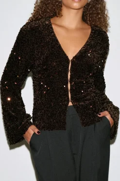 Gina Tricot haped equin top Brun Sale