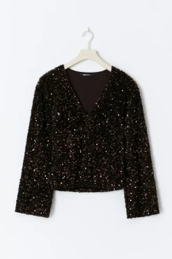 Gina Tricot haped equin top Brun Sale