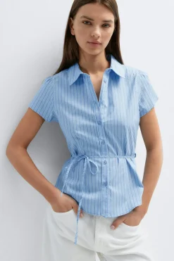 Gina Tricot Shaped shirt Blå Sale