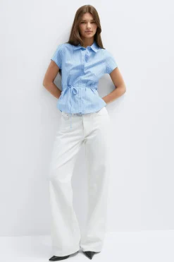 Gina Tricot Shaped shirt Blå Sale