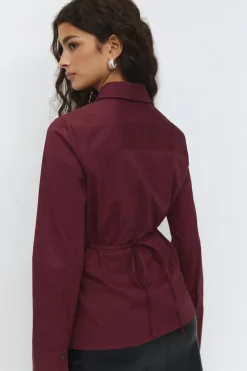Gina Tricot Shaped tie blouse Rød Outlet