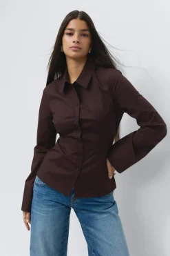 Gina Tricot Shaped tie blouse Brun