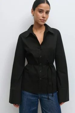 Gina Tricot Shaped tie blouse Svart Outlet